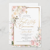 PixDezines H2赤面バラ第一聖餐会 招待状 (正面/裏面)