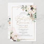 PixDezines H2赤面バラ第1回聖餐会 招待状 (正面/裏面)