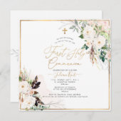 PixDezines H2赤面バラ第1回聖餐会 招待状 (正面/裏面)