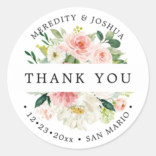 PixDezines H2赤面バラ結婚式の引き出物 ラウンドシール (正面)