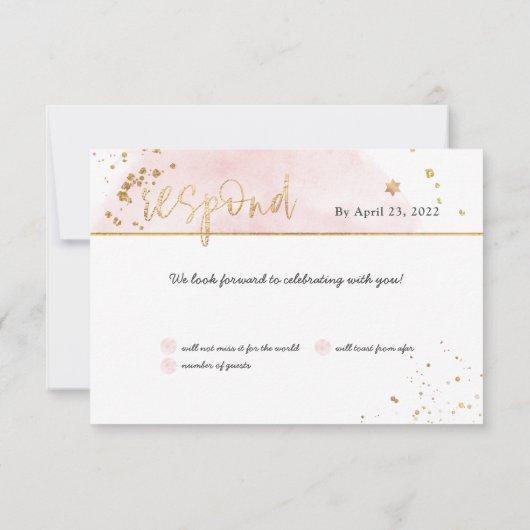 PixDezines H2赤面ピンクコットンキャンディ（ユダヤ教の）バル・ミツバーRSVP 招待状 (裏面)