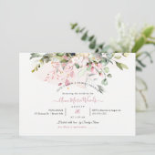 PixDezines H2赤面ピンクユーカリブライダルシャワー 招待状 (スタンド正面)