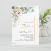 PixDezines H2赤面ホワイトアネモンスバプテスマ 招待状 (スタンド正面)