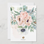 PixDezines H2赤面ホワイトアネモンスバプテスマ 招待状 (裏面)