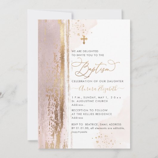 PixDezines H2赤面Pink洗礼 招待状 (正面)