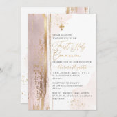 PixDezines H2赤面Pink First Holy Communion Invi 招待状 (正面/裏面)