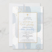 PixDezines H2青色《キリスト教》洗礼式や命名式+第2誕生日 招待状 (正面)