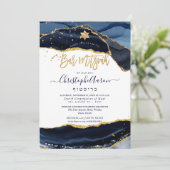 PixDezines H2 アゲート ミッドナイトブルー ゴールド 招待状 (スタンド正面)