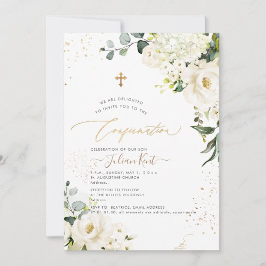 PixDezines H2 アルバスター ローズ ハイドランジア 招待状 (正面)