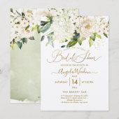 PixDezines H2 アルバスター ローズ ブライダル シャワー 招待状 (正面/裏面)
