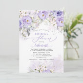 PixDezines H2 ダスティパープルのバラ ブライダルシャワー 招待状 (スタンド正面)