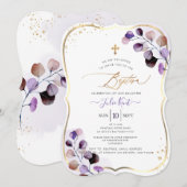 PixDezines H2 ダスティパープル ユーカリ 洗礼 招待状 (正面/裏面)