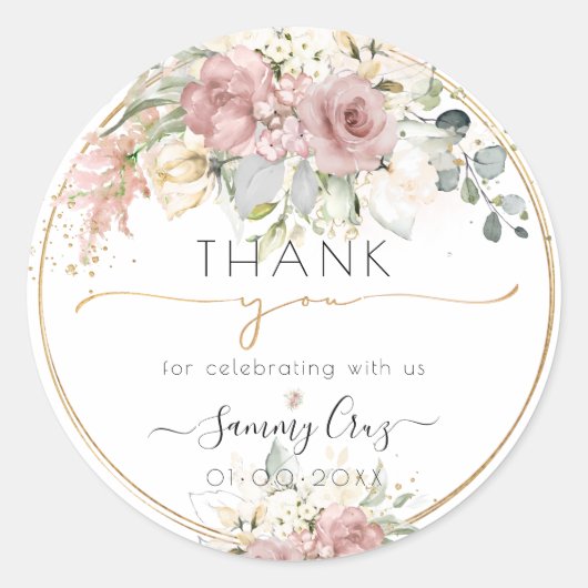 PixDezines H2 ダスティピンクのクリームローズ サンクス ラウンドシール (正面)