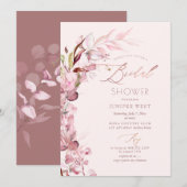 PixDezines H2 ダスティローズ ユーカリ ブライダルシャワー 招待状 (正面/裏面)