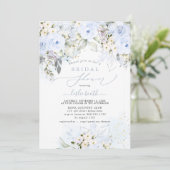 PixDezines H2 ダスティーブルーローズ ブライダルシャワー 招待状 (スタンド正面)
