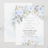 PixDezines H2 ダスティーブルーローズ ブライダルシャワー 招待状 (正面/裏面)