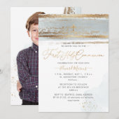 PixDezines H2 ダスティーブルー 初の聖体拝領 招待状 (正面/裏面)