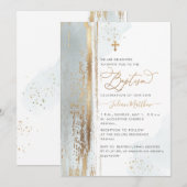 PixDezines H2 ダスティーブルー 洗礼招待状 招待状 (正面/裏面)
