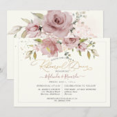 PixDezines H2 ダスティ ローズの花 招待状 (正面/裏面)