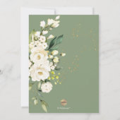 PixDezines H2 ハイドランジアとクリーム色のバラの洗礼 招待状 (裏面)