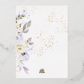 PixDezines H2 ハイドレンジアとクリーム色のバラの洗礼 フォイル 箔招待状 (裏面)