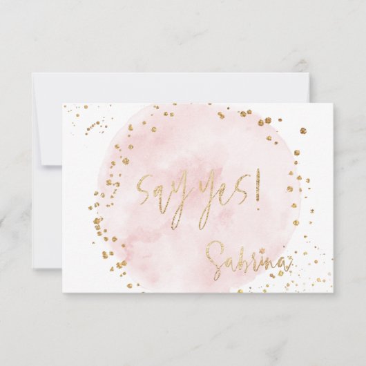 PixDezines H2 ブラッシュピンク ゴールド バット ミッツヴァー RSVP 招待状 (正面)