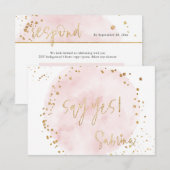 PixDezines H2 ブラッシュピンク ゴールド バット ミッツヴァー RSVP 招待状 (正面/裏面)