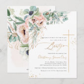 PixDezines H2 ブラッシュホワイト アネモネ 洗礼 招待状 (正面/裏面)