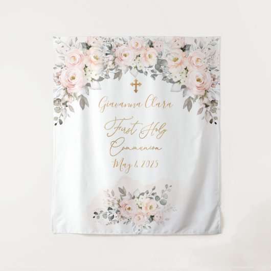 PixDezines H2 ブラッシュローズの初聖体拝領 タペストリー (正面)