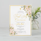 PixDezines H2 ブラッシュローズの初聖体拝領 箔招待状 (立ち正面)