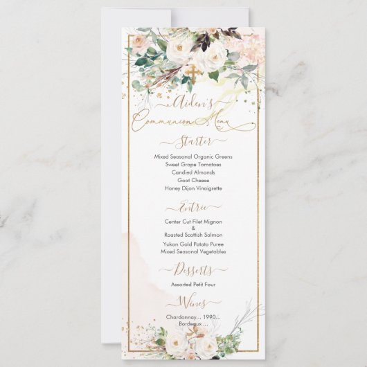 PixDezines H2 ブラッシュローズ ファーストホーリーコミュニオン 招待状 (正面)