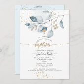 PixDezines H2 ブルーガム ユーカリ 洗礼 招待状 (正面/裏面)