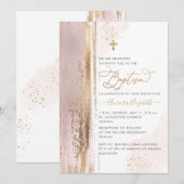 PixDezines H2 ボールド ピンク 洗礼 招待状 (正面/裏面)