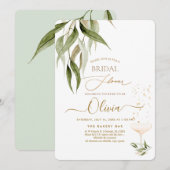PixDezines H2 ユーカリグリーンの花嫁シャワー 招待状 (正面/裏面)