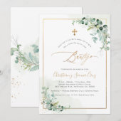 PixDezines H2 ユーカリ 洗礼招待状 招待状 (正面/裏面)