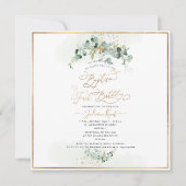 PixDezines H2 ユーカリ 洗礼 初誕生日 招待状 (正面)