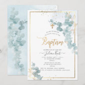 PixDezines H2 ユーカリ 洗礼 招待状 (正面/裏面)