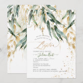 PixDezines H2 ラスティック ウィロー ガム ユーカリ 洗礼 招待状 (正面/裏面)