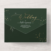 PixDezines H2 ラスティック ガム ユーカリ 緑 金 オールインワン招待状 (裏面)