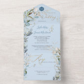 PixDezines H2 ラスティック ダスティーブルー ユーカリ ゴールド オールインワン招待状 (内側)