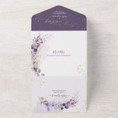 PixDezines H2 ラスティック ダスティ パープル ユーカリ ゴールド オールインワン招待状 (外側)