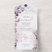PixDezines H2 ラスティック ダスティ パープル ユーカリ ゴールド オールインワン招待状 (内側)