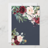 PixDezines H2 ワインレッドとバラ色のブライダルランチョン 招待状 (裏面)