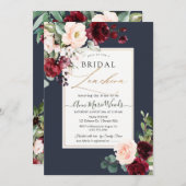 PixDezines H2 ワインレッドとバラ色のブライダルランチョン 招待状 (正面/裏面)