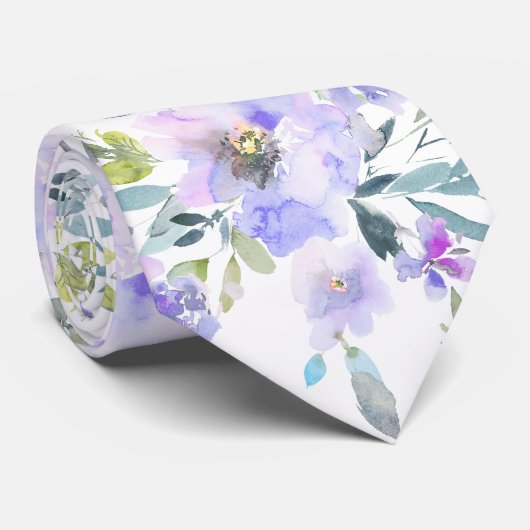 PixDezines H2 春の花 くすんだパープルのバラ ネクタイ (ロール)