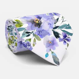 PixDezines H2 春の花 ラベンダー パープル ローズ ネクタイ