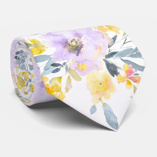 PixDezines H2 春の花 黄色いバラ ネクタイ (ロール)