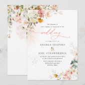 PixDezines H2 秋の庭の花 ボホウェディング 招待状 (正面/裏面)