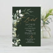 PixDezines H2 緑豊かなゴールド ユーカリ ブライダルシャワー 招待状 (スタンド正面)