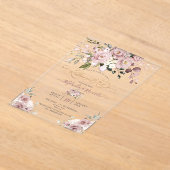PixDezines H2 花 ダスティーローズ アジサイ アクリル招待状 (レイダウン)